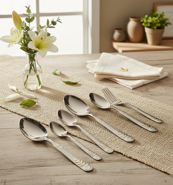 28-Piece Gold Plated Premium Cutlery Set – Versace-Inspired | 6-Person Serving - SV