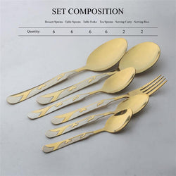 Premium Stainless Steel PVD Coated 28 Pcs Cutlery Set - DF With Stand