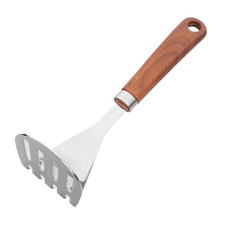 Chef Stainless Steel Potato Masher With Wooden Texture Handle