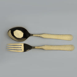 stainless steel gold plated cutlery set 29 pcs with stand at reasonable price from best cutlery brand 