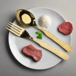 Stainless Steel PVD Coated Cutlery Set With Stand - Flower