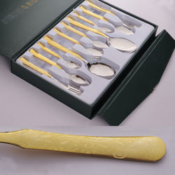 22 Karat Pure Gold Plated Stainless Steel 29 Pcs Cutlery Set - Lifetime Plating Guarantee