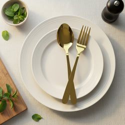 28-Piece Minimalist Gold Cutlery Set – Premium PVD Coated | 6-Person Serving - Elegant Plain