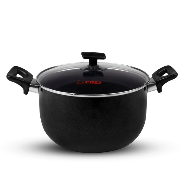 best quality nonstick casserole cooking pan with glass lid at sale price - majestic chef cookware