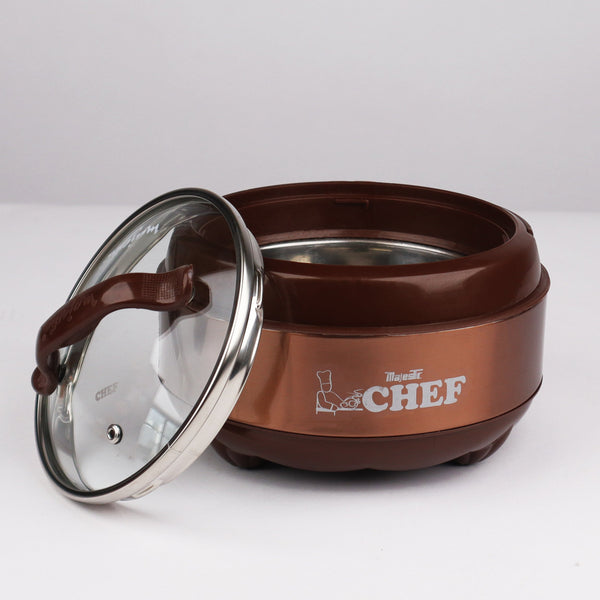 Majestic Chef Stainless Steel Hot Pot With Glass Lid - Brown - Medium 2 L