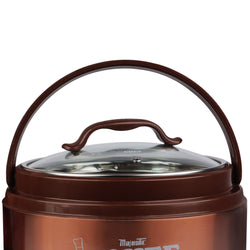 Majestic Chef Stainless Steel Hot Pot With Glass Lid - Brown - Large 4 L