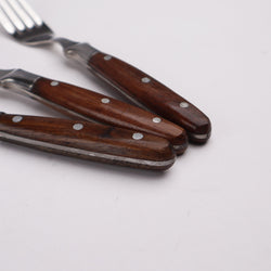 Chef 304 Stainless Steel Steak Fork Spoon And Knife Set Wooden Handle 3 Pcs - chef cookware