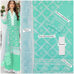 Top Quality 3 Pieces Unstitch Lawn Suit  Fabric Lawn