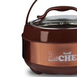 Majestic Chef Stainless Steel Clarion 3pcs Hot Pot set With Glass Lid -Brown