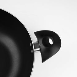 best quality nonstick wok karahi with glass lid and stylish knob at best price in Pakistan-majestic chef