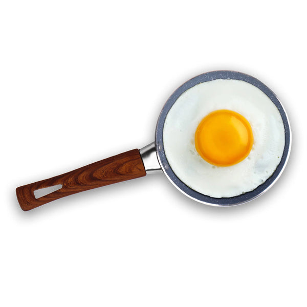 Best Quality Non Stick One Egg Frying Pan Mini Fry Pan - Wooden Texture Handle 12 cm