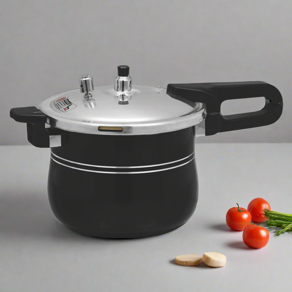 majestic chef best quality belly shape outer paint stylish handle aluminum pressure cooker - chef cookware