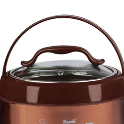 Majestic Chef Stainless Steel Hot Pot With Glass Lid - Brown - Small 1 L