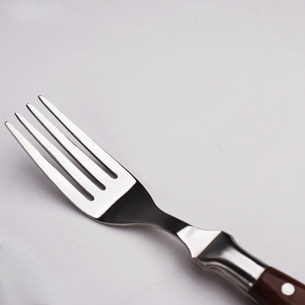 304 Stainless Steel Steak Fork Spoon And Knife Set Wooden Handle 3 Pcs