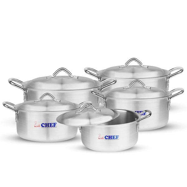 majestic chef 5 pcs royal casserole set cooking pan set / best aluminum cookware brand in pakistan 