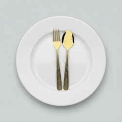 Stainless Steel 28 Pcs PVD Coating Gold Plated Cutlery Set - Elegant Hammar