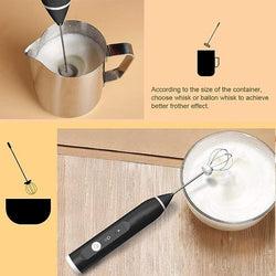 Egg Beater Drink Mixer With 2 Spring Whisk Heads Mini Blender For Coffee Latte Cappuccino Beating Eggs