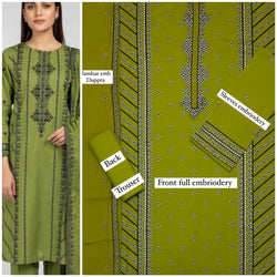 Top Quality 3 Pieces Unstitch Lawn Suit  Fabric Lawn