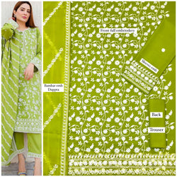 Top Quality 3 Pieces Unstitch Lawn Suit  Fabric Lawn