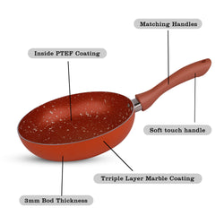 Chef Granito Series 3 Layer Marble Coating Nonstick Fry Pan 22cm - Copper