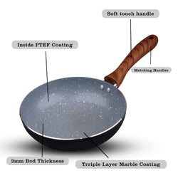 Chef Granito Series 3 Layer Marble Coating Nonstick Fry Pan 22 CM -GREY