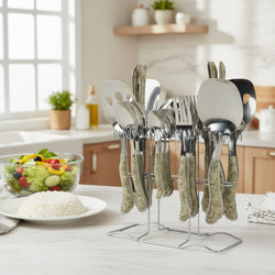 29 Pcs Cutlery Set With Stand - Multi Texture