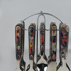 29 Pcs Cutlery Set With Stand - Multi Texture