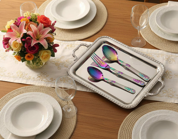 28-Piece Premium Rainbow Cutlery Set – PVD Multicolor Finish | Versace-Inspired - Rainbow