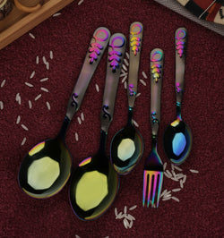 28-Piece Premium Rainbow Cutlery Set – PVD Multicolor Finish | Versace-Inspired - Rainbow