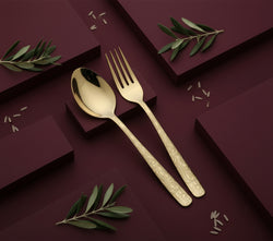 28-Piece Floral Engraved Gold Cutlery Set – Premium 304 Stainless Steel | PVD Gold Coated | 6-Person Dinner Set - Elegant