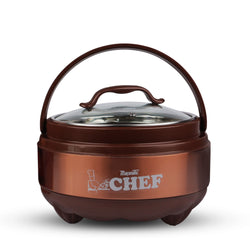 Majestic Chef Stainless Steel Hot Pot With Glass Lid - Brown - Medium 2 L