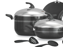 best quality nonstick cookware set stylish lid with touch to steel at best price in Pakistan 15 piece - majestic chef