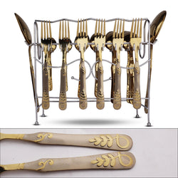 Stainless Steel PVD Coated 29 Pcs Cutlery Set With Stand New Arrivals - Life Time Coated Guaranty 