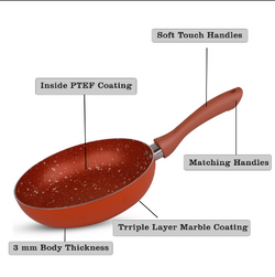 Chef Granito Series 3 Layer Marble Coating Nonstick Fry Pan 30cm - Copper