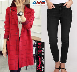 Women log coat + jeans