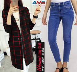 Women log coat + jeans