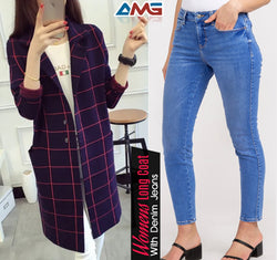 Women log coat + jeans