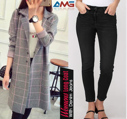 Women log coat + jeans