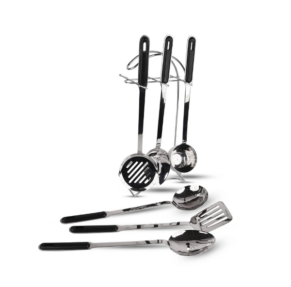 Top Quality Stainless Steel Heavy Duty Cooking tool Set with Stand - 7 Pcs Cooking Spoon Set 